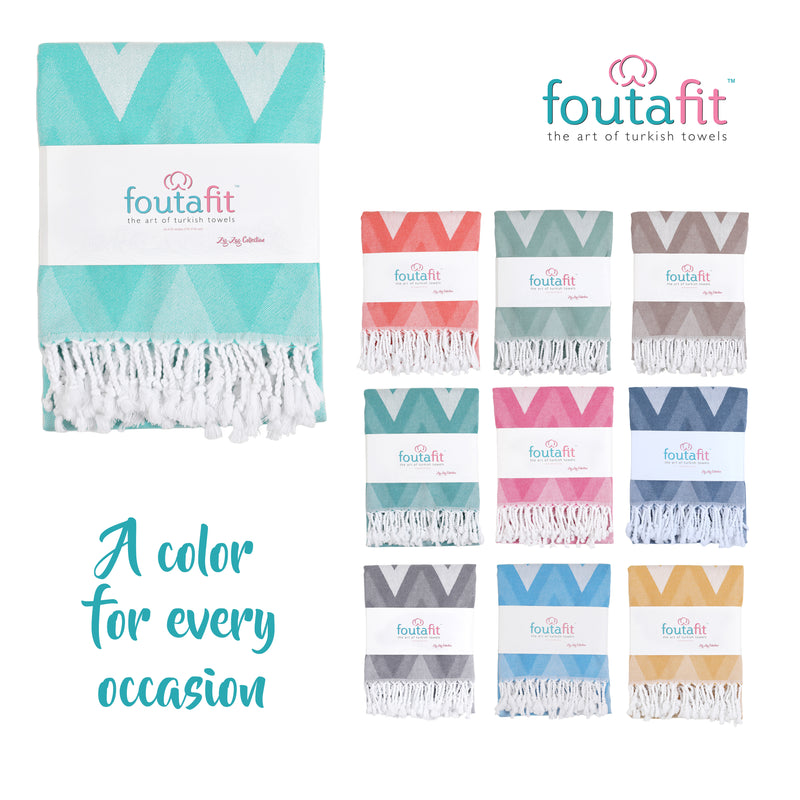 FoutaFit Turkish Beach Towel Large 66 x 35 inch Sand Free Lightweight Easy to Pack Super Absorbent Quick Dry 100% Turkish Cotton